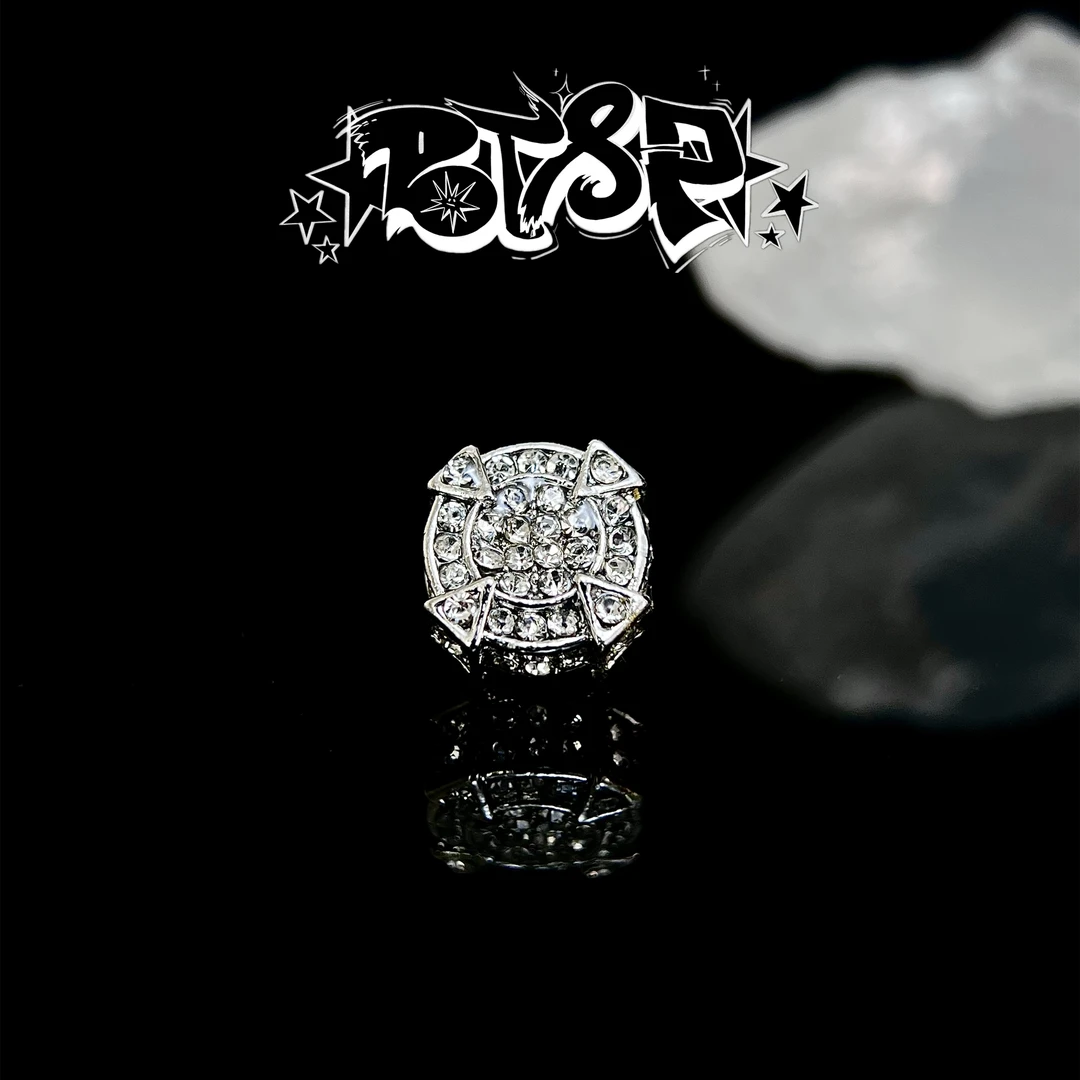 BTSP 24SS双圆四叶轻奢满钻潮流美式经典耳钉