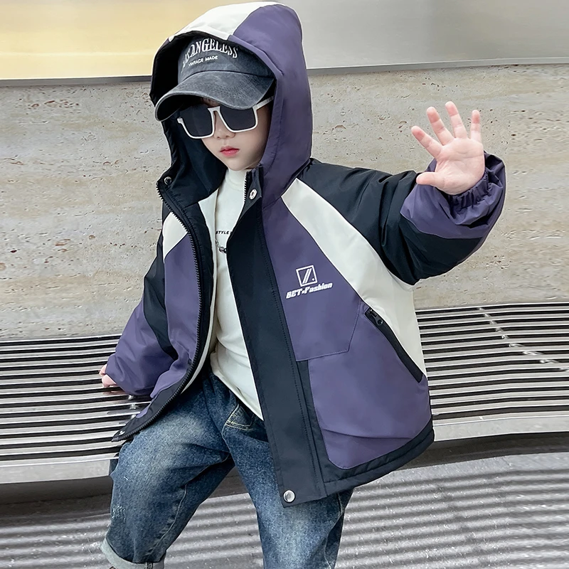 男童加绒外套2024新款秋冬儿童加厚夹棉派克服冬季宝宝冲锋衣冬装