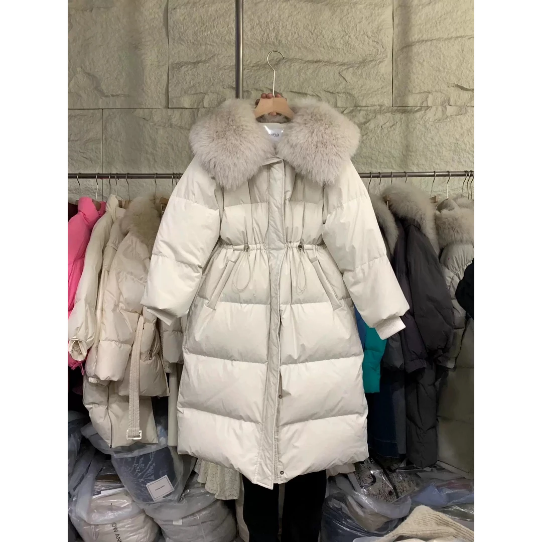 东大门 这冬天不冷了 狐狸毛羽绒服女中长款收款显瘦加厚外套女