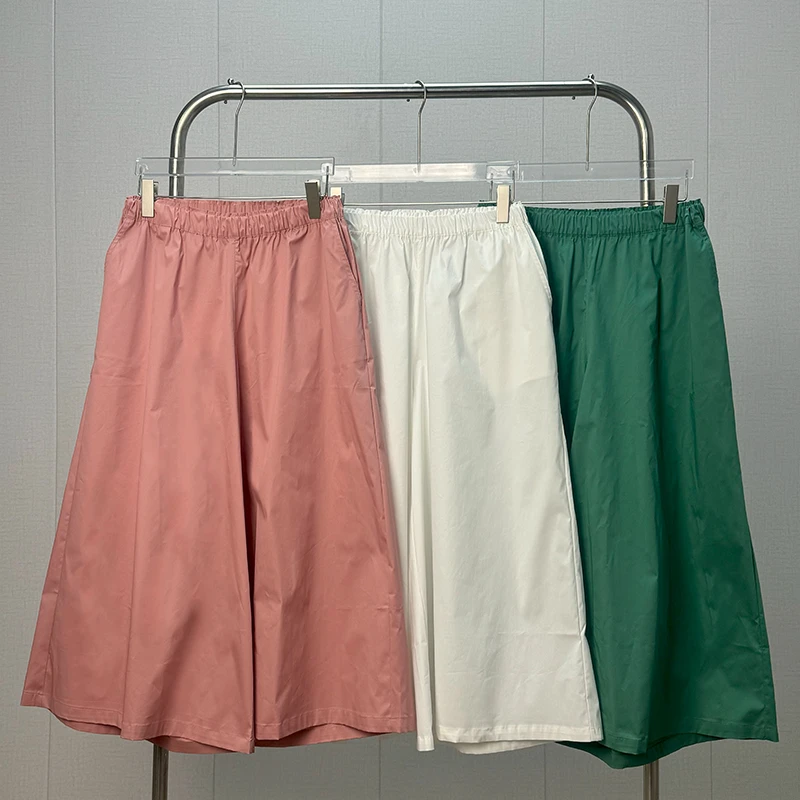 直筒复古设计感慵懒舒适纯色柔软棉布松裙裤显瘦松弛感