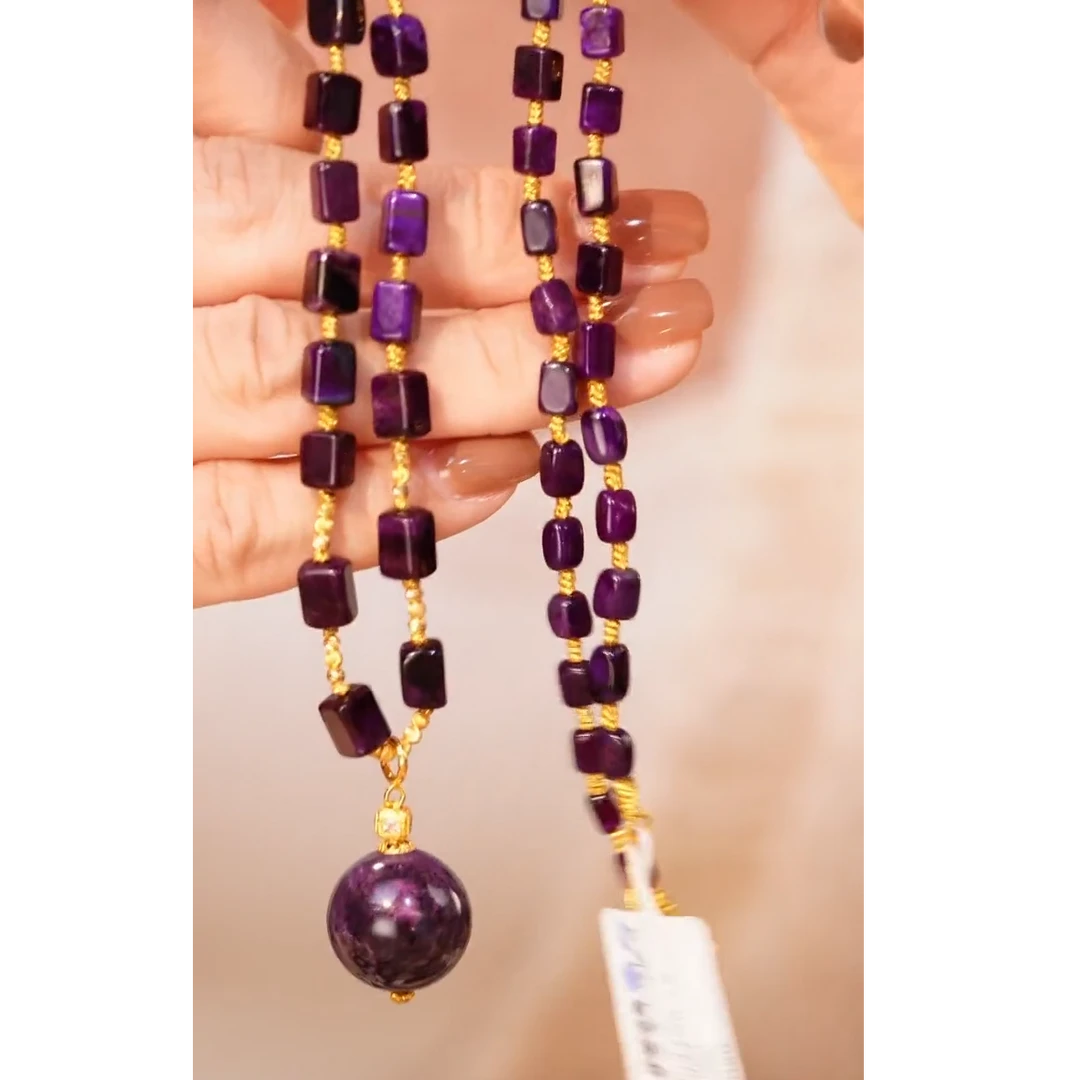 舒俱来皇家紫方珠圆珠吊坠18k/44cm/4mm/AZB2207/AZB4613