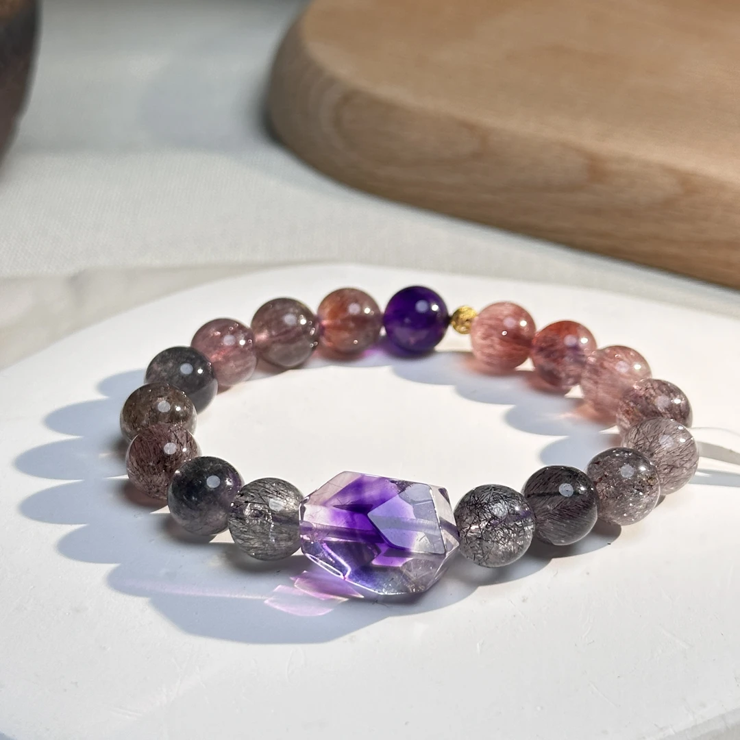 【18K】超七[水晶]0.8原石渐变AZB2904单圈手串