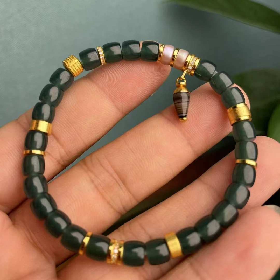 小青|手工设计翡翠药片手串7025n