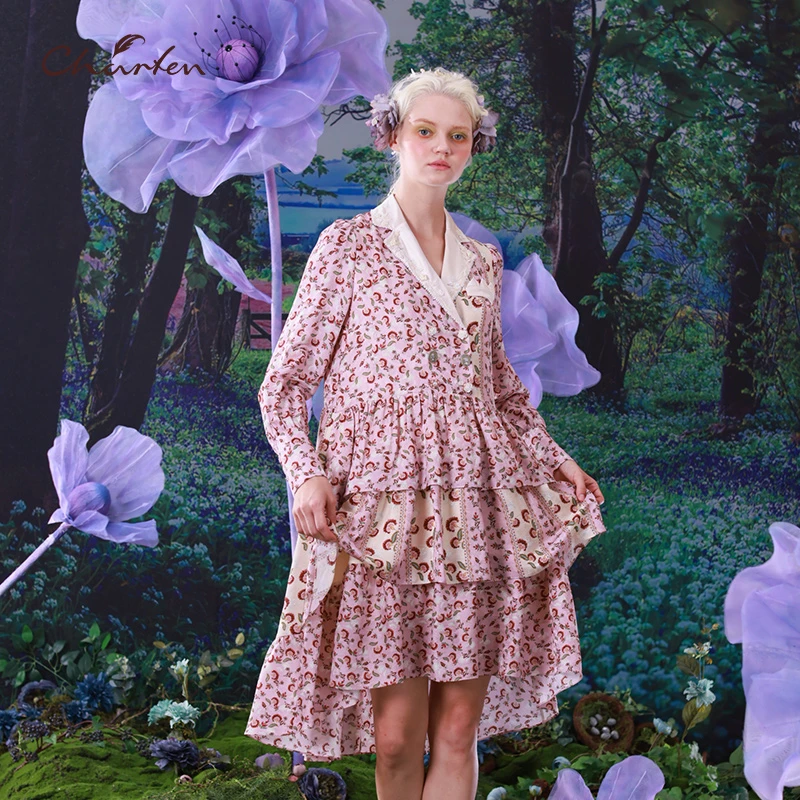 【达人专享】朝峰春显瘦气质蕾丝甜美气质连衣裙女CFC1B359-363G