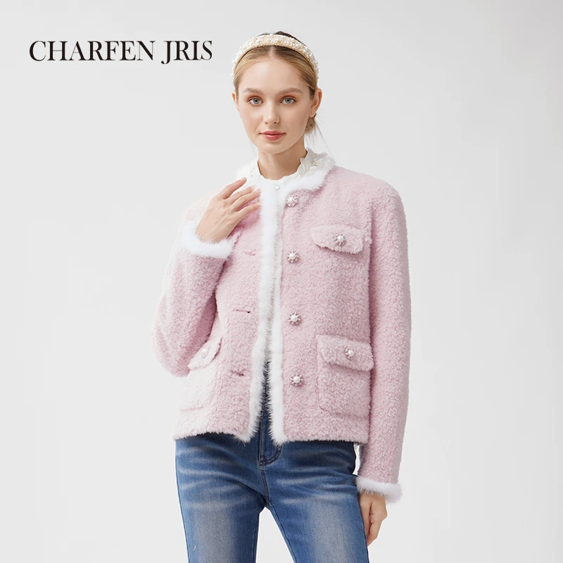 CHARFEN朝峰秋冬减龄气质女士粉色外套FJE5E673-6089M