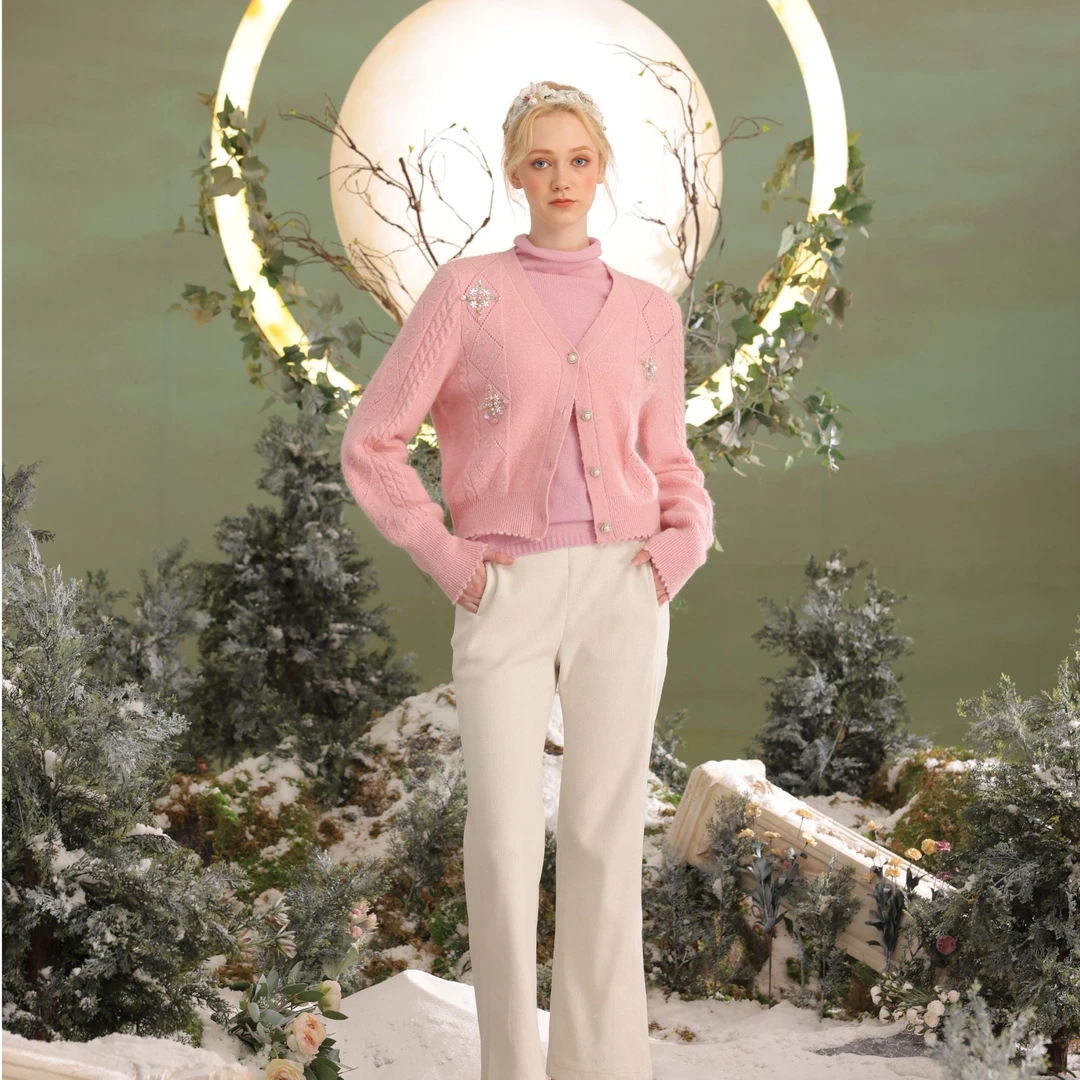 CHARFEN秋冬时尚百搭休闲保暖圆领针织羊毛衫CFD5F138-1055C