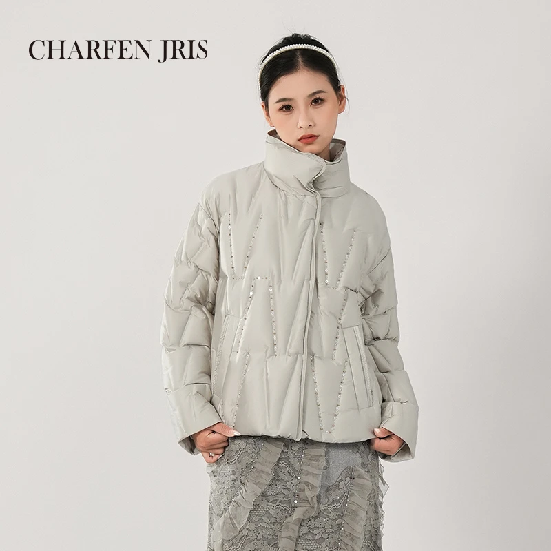 CHARFEN朝峰秋冬时尚百搭钉珠女士羽绒外套FJE5F683-6238Y