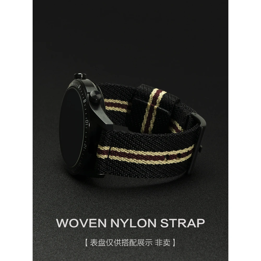 华为gt3加厚复古帆布手表带男GT2透气编织带20/22mm通用Watch4Pro