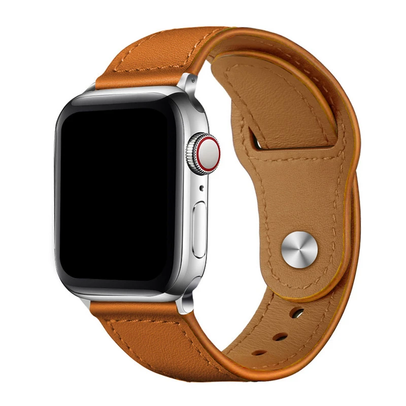 适配iwatch7/S9/8真皮表带防水小众复古表带苹果applewatch serie