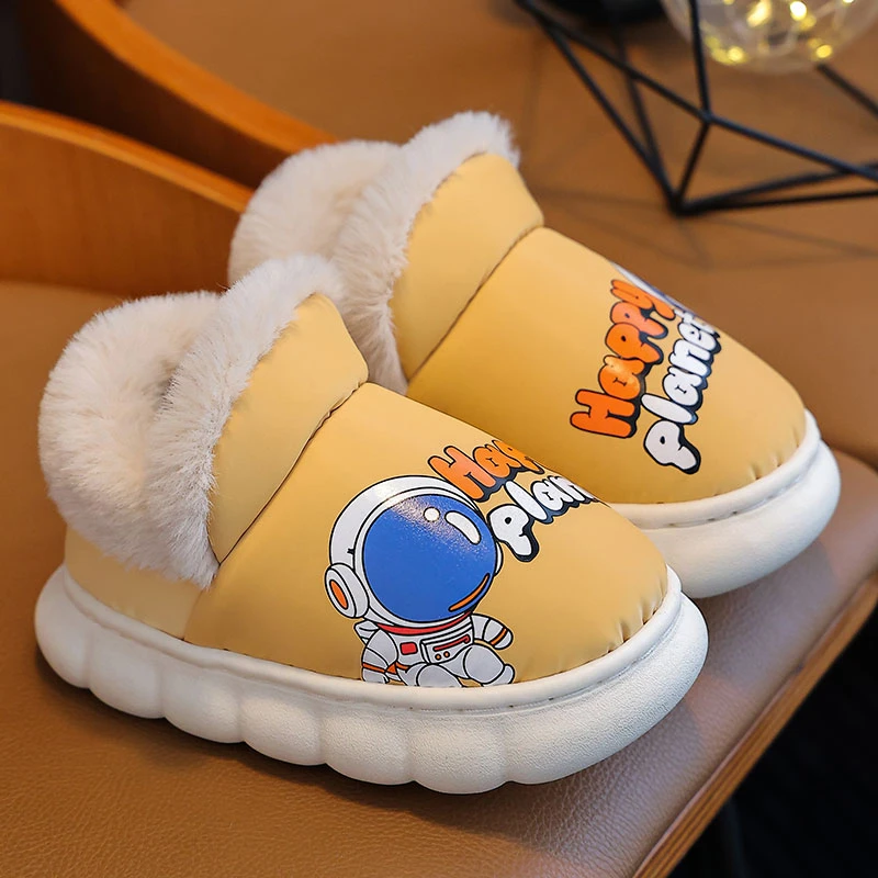 冬季儿童棉拖鞋防水防滑小中大男女童室内家居加厚底宝宝包跟棉鞋