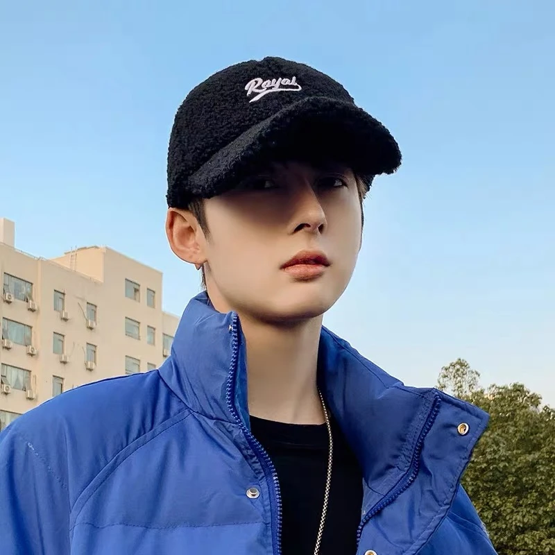 羊羔毛帽子男士秋冬百搭毛绒鸭舌帽冬季保暖潮情侣羊羔绒棒球帽女