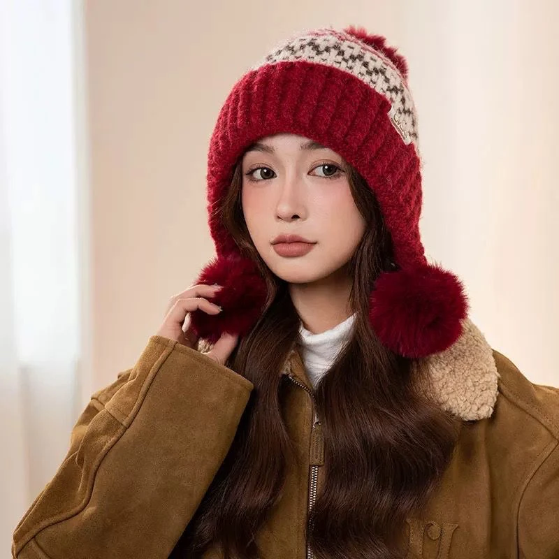 针织毛线帽帽子子女韩版显脸冬季新款加厚时尚保暖护耳加绒防寒