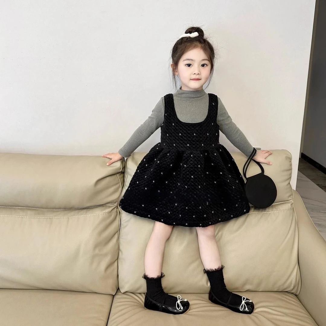 女童冬季新款加厚连衣裙套装洋气女宝宝背心裙两件套（萱萱妈）