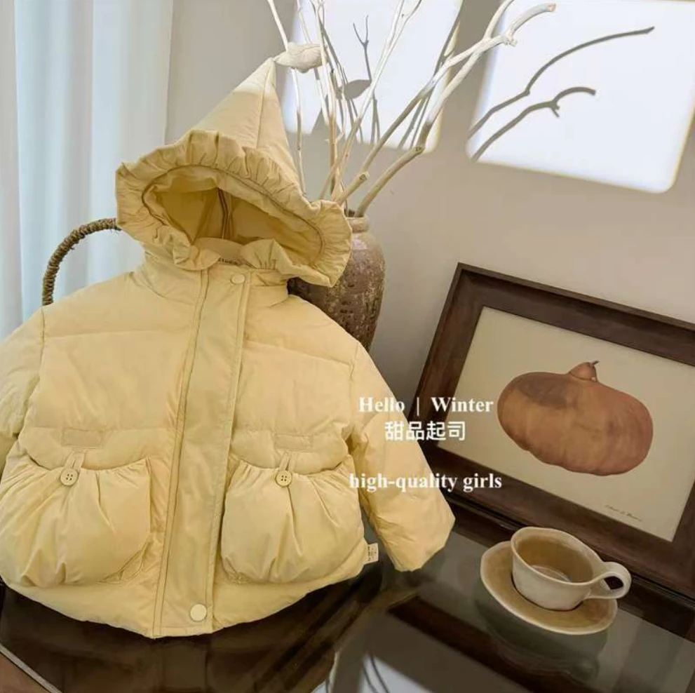 女童冬季新款棉服连帽洋气女宝宝加厚百搭保暖女宝宝棉衣