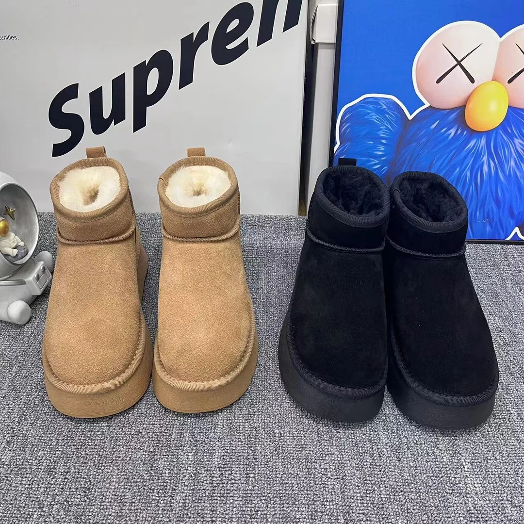 雪地靴女冬季加绒加厚底防滑东北雪地棉鞋反绒保暖短靴  3001