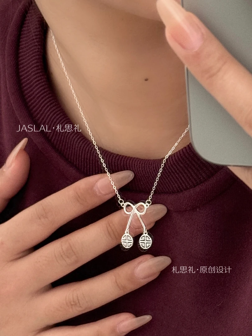 坠链均925银 札思礼｜原创925银蝴蝶结项链