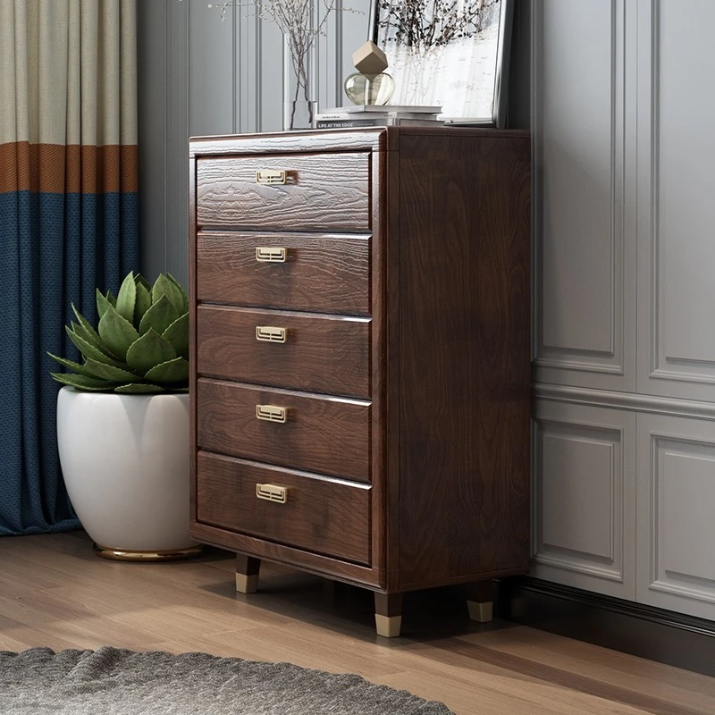 新中式全实木斗柜储物收纳卧室家用六七九五斗橱美式抽屉原木柜子