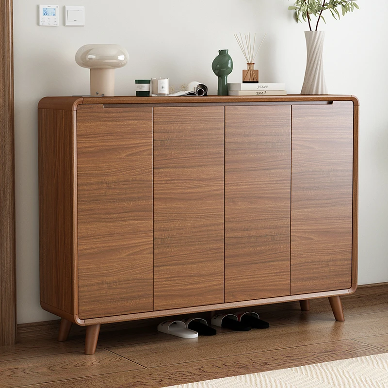 鞋柜家用门口入户室内玄关一体鞋柜靠墙胡桃色大容量2024新款爆款