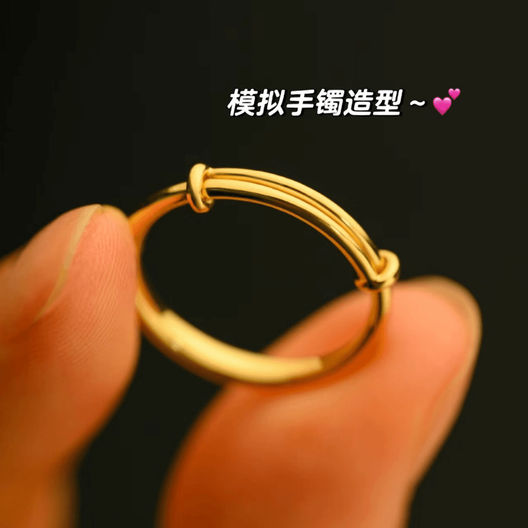 足金9999 推拉手镯戒指 2克多 好可爱 搭配推拉手镯挺新奇的也