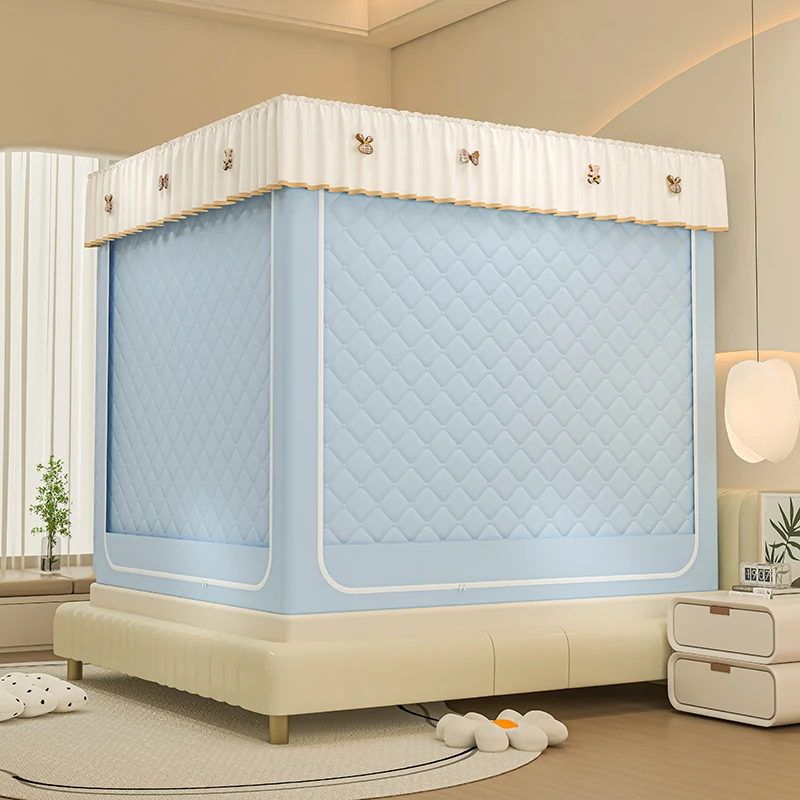 A类升级冬季保暖蚊帐夹棉加厚室内保温账蓬防风防潮床上防寒罩
