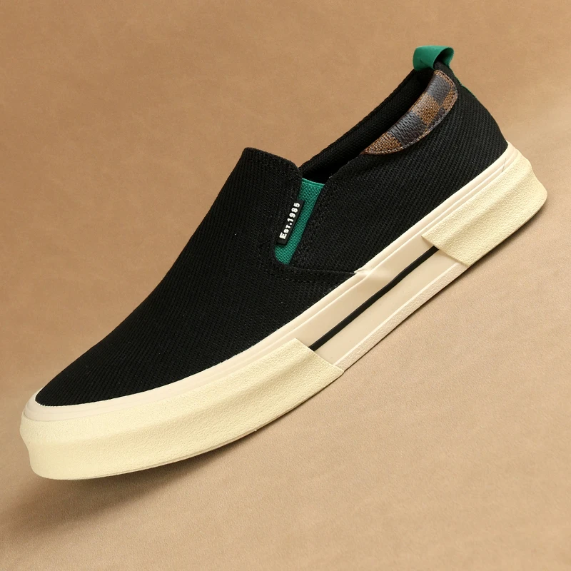 2025春夏季时尚休闲百搭潮流舒适爆款男士帆布鞋透气一脚蹬板鞋