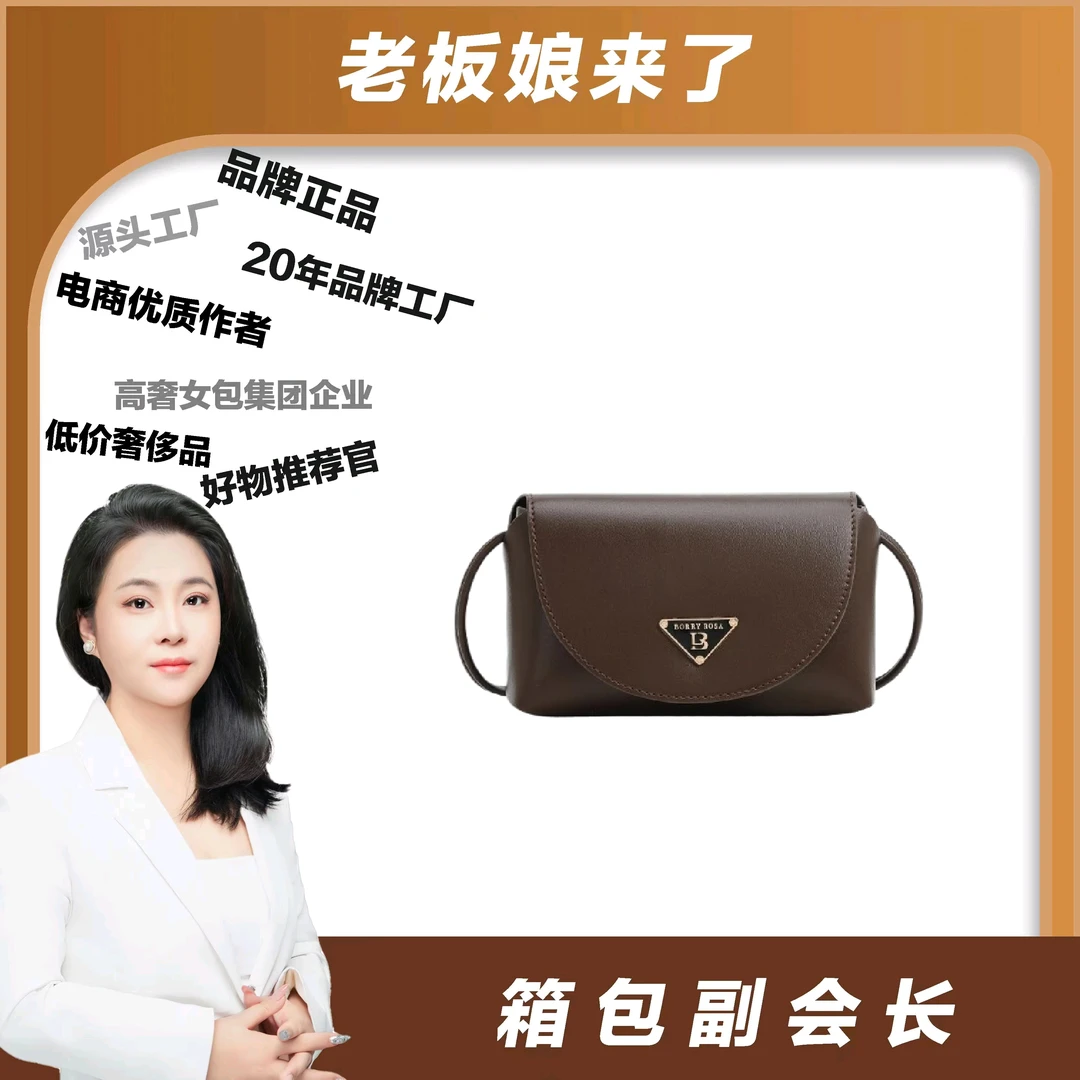 【工厂直销】BORRY ROSA/柏罗国风棕色【棕色小方包】斜跨单肩