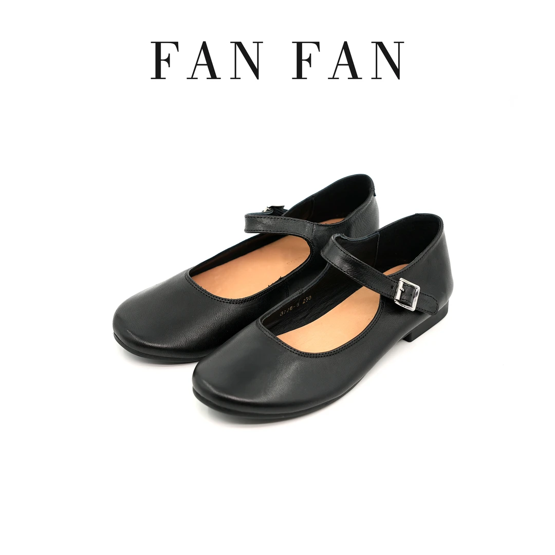 【小刚懂鞋】2024春季休闲百搭女士真皮鞋黑色软底深口小单鞋3726-6