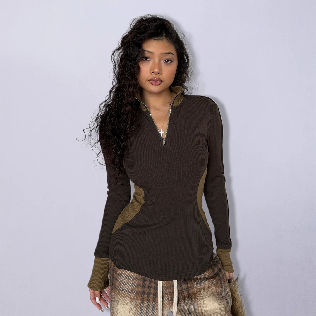 【Fcii】美式拼色立领长袖上衣 H4S2374