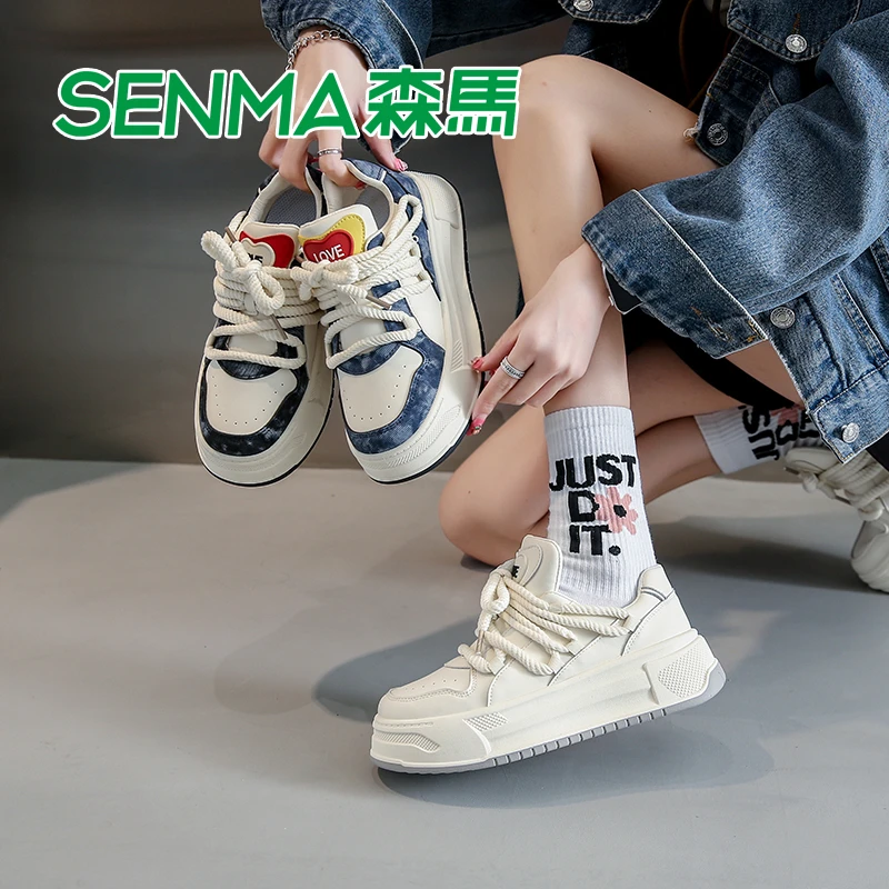 SENMA森马厚底女鞋2023年秋季新款韩版百搭运动休闲鞋增高板鞋子