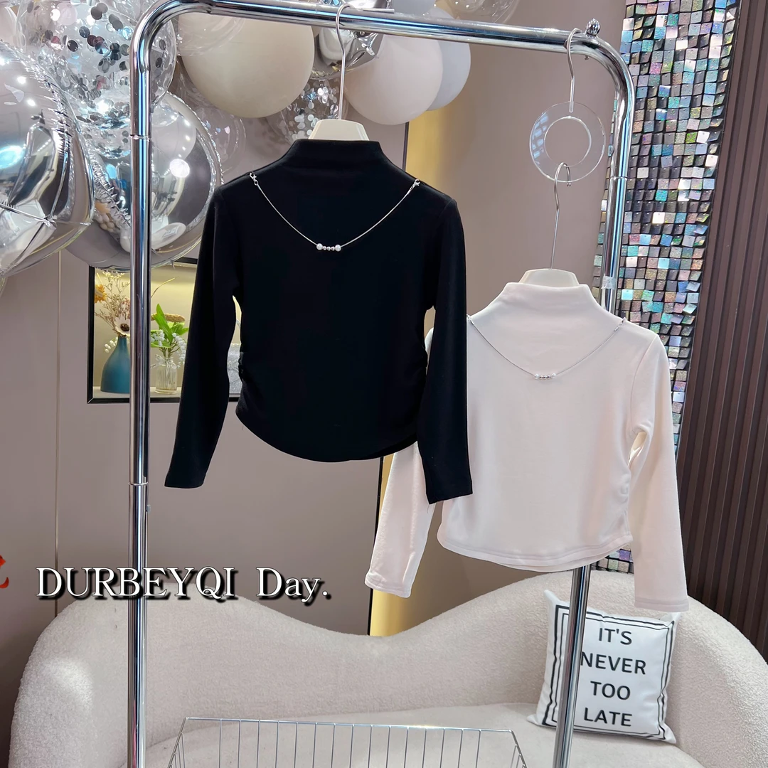 DURBEYQI/朵贝奇女童2025春款韩版纯色长袖洋气百搭显瘦上衣4821