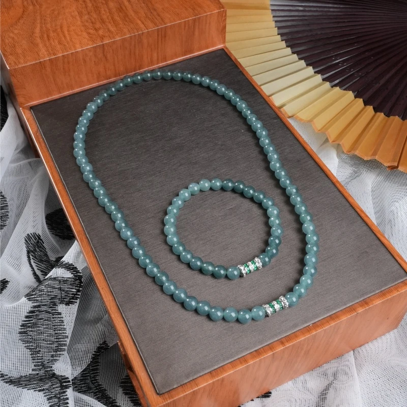 凰一品 危地马拉蓝水翡翠套装s925