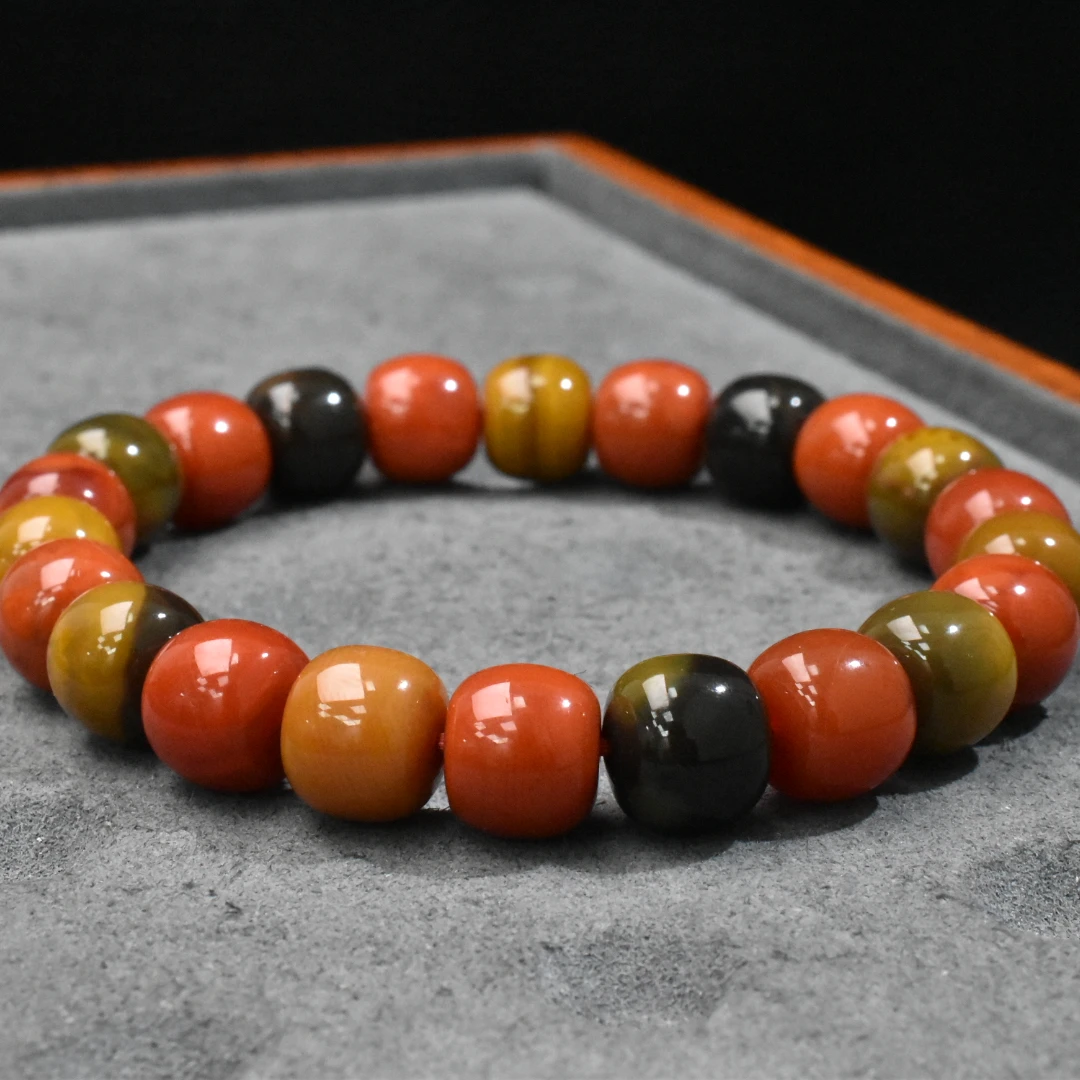 【一九珠宝】卡9mm南红巧家包浆亮光老型手串  YJ7873-5