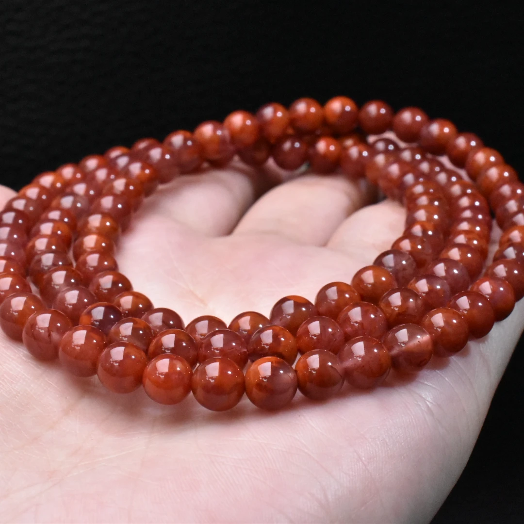 【一九珠宝】卡6mm南红瓦西火焰长链-多样性发一件  YJ8831-1