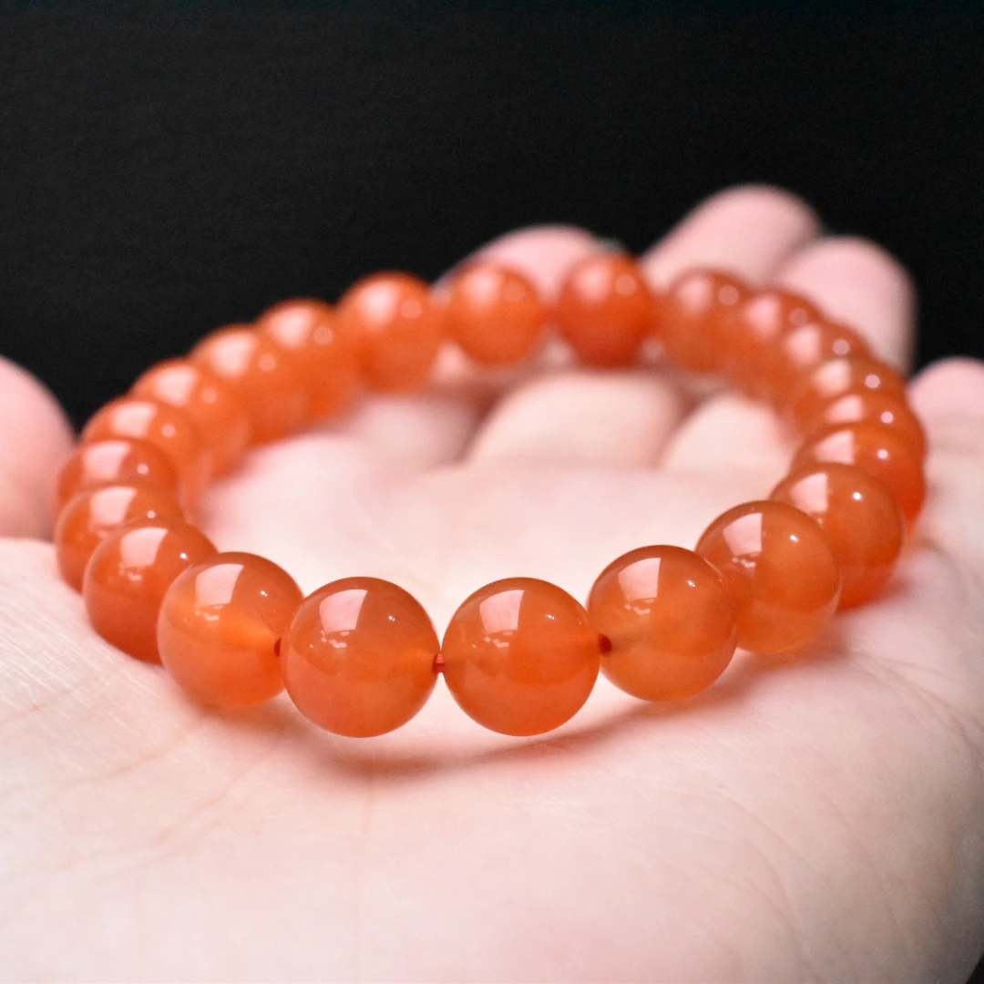 【一九珠宝】卡8mm南红保山河湾冰红手串    YJ9192-1