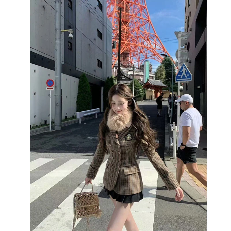 【京东报刊】学院风制服套装甜美长袖外套气质百搭半身裙时尚两件套
