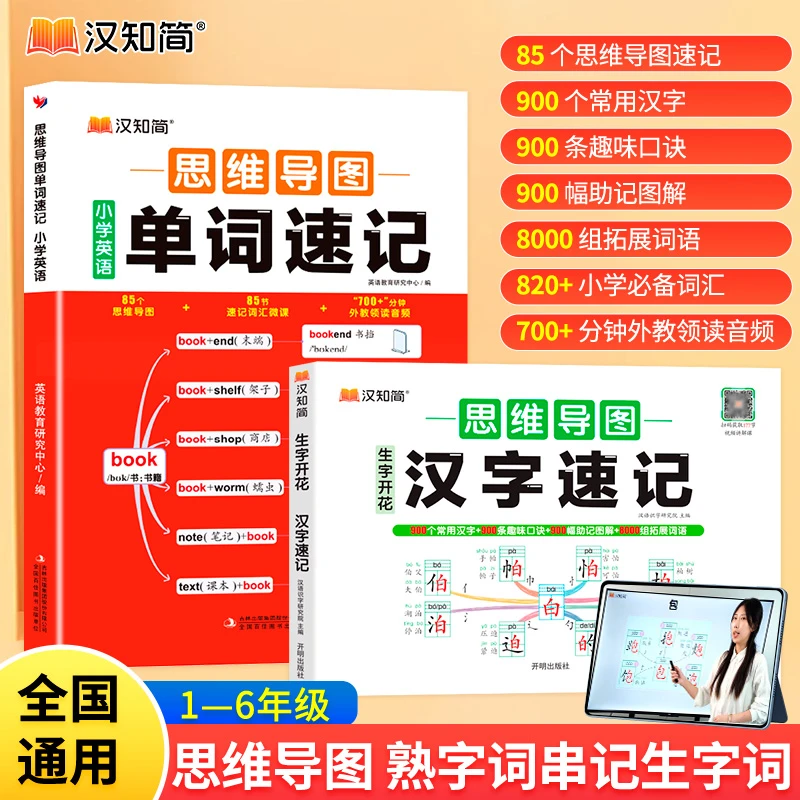 汉知简小学语文汉字速记英语单词速记思维导图熟字词串记生字词