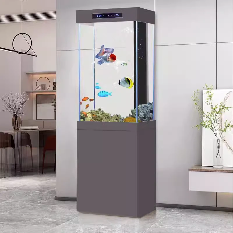 新款鱼缸超白玻璃长方形落地水族箱客厅中小型家用立式生态免换水