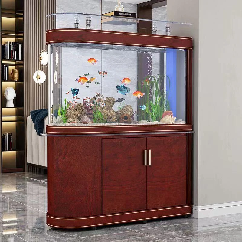 子弹头金鱼缸大型生态玻璃客厅家用落地懒人免换水族箱底过滤鱼缸