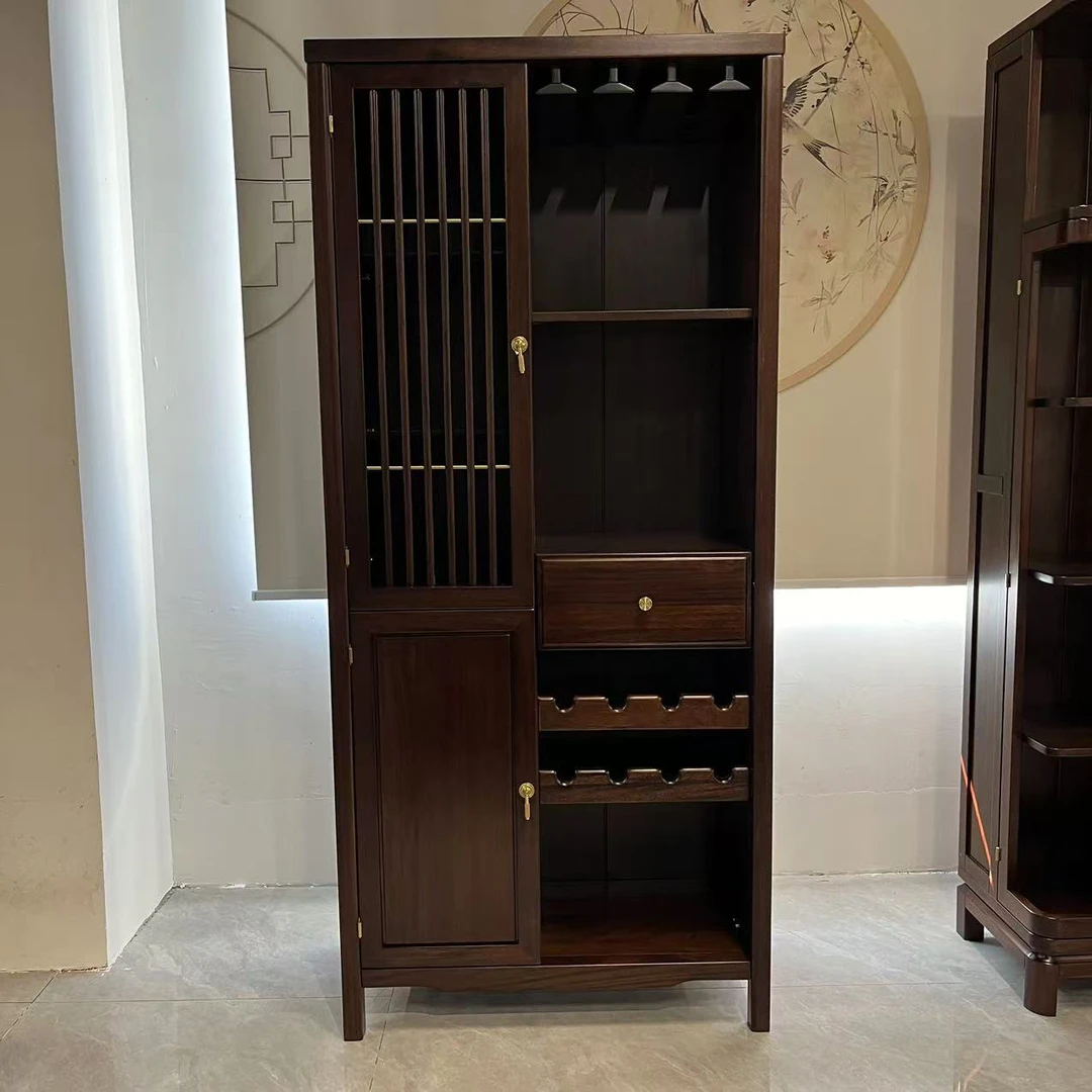 【阿雅专属】90*45*200新中式酒柜高柜双门全实木家用客厅禅意D-02