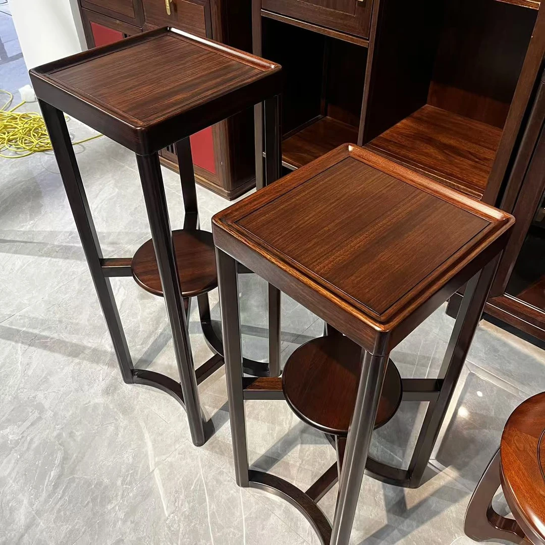 【阿雅专属】35*85.5/95.5/105.5新中式乌金木花架桌置物架全实木