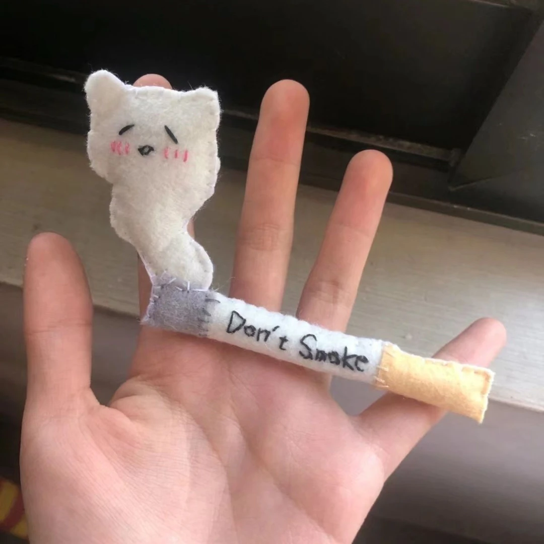【曲奇】不织布烟鬼小猫don't smoke可爱创意玩偶diy手工礼物材料包