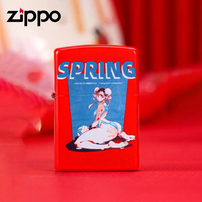 ZIPPO正品打火机彩印红色春丽个性防风时尚创意
