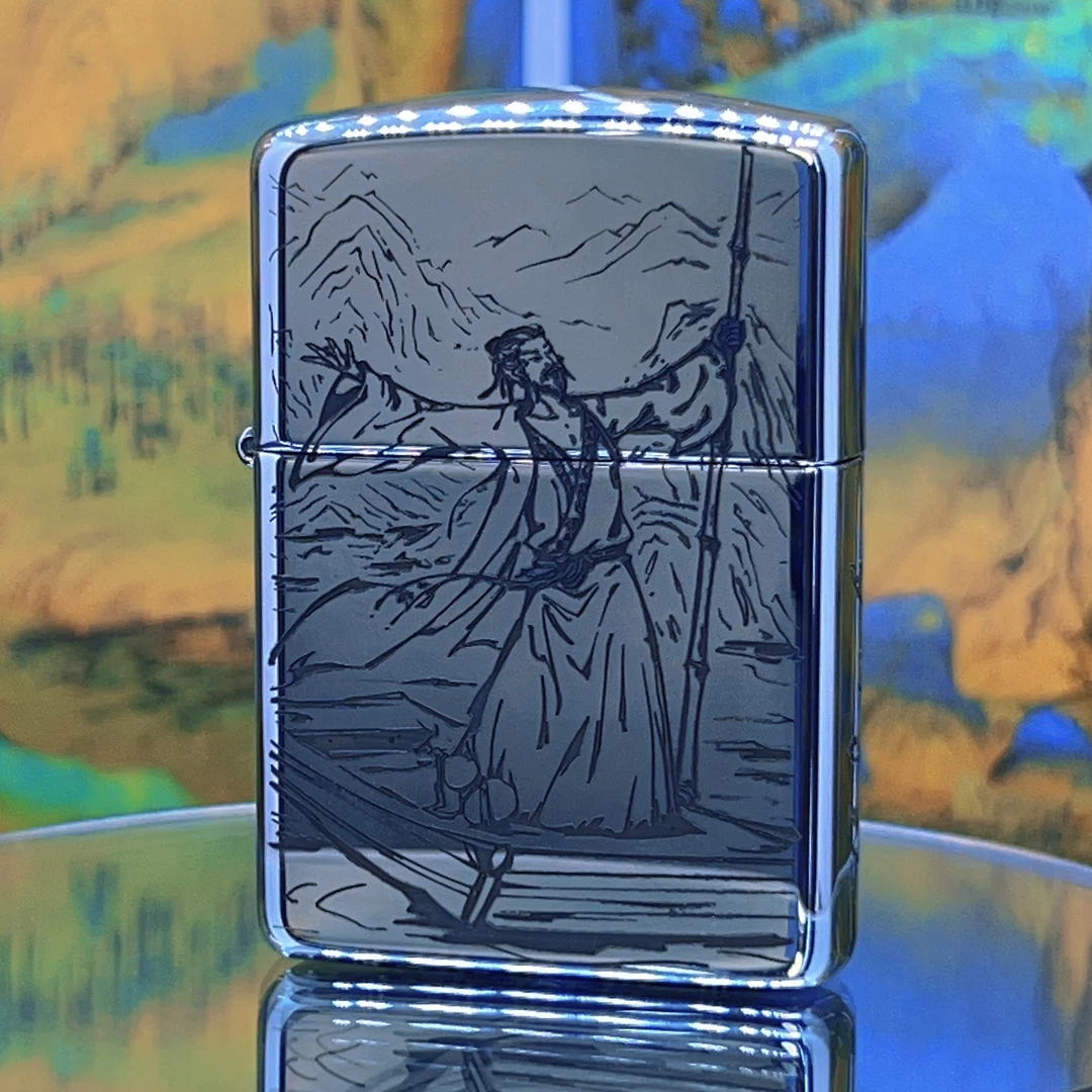 ZIPPO正品打火机167、深雕李白古风个性防风双面雕刻收藏DY9910FD