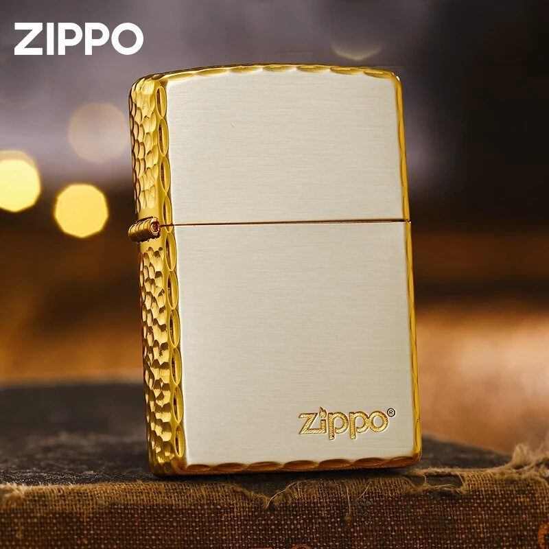 Zippo打火机陨石坑侧边咬边镀金男士防风手雕生日DYJ1H1X1