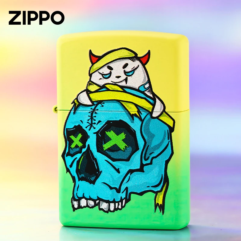 Zippo打火机太仓在册疗愈骷髅可爱个性原装卡通彩印TCJ1H1X1