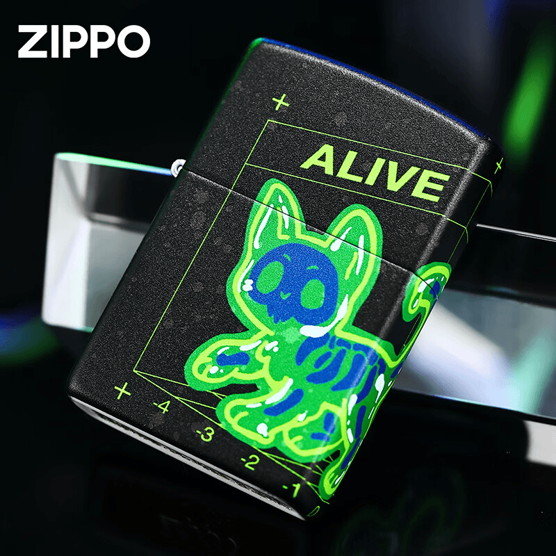 ZIPPO正品打火机太仓版薛定谔的猫 套装夜光彩印防风个性收藏送礼