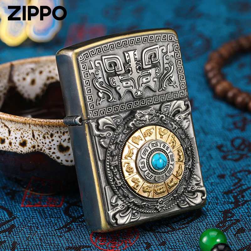 Zippo打火机【贴章九宫八卦】生肖云纹四象转转个性DYJ1H1X1