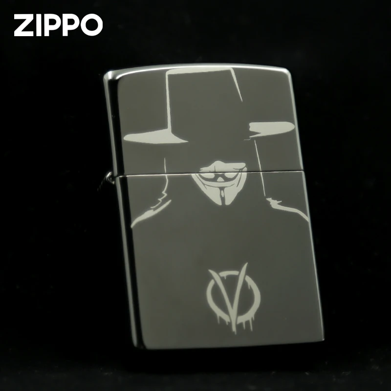 ZIPPO打火机150黑冰V字仇杀个性防风男士常规机DYJ1