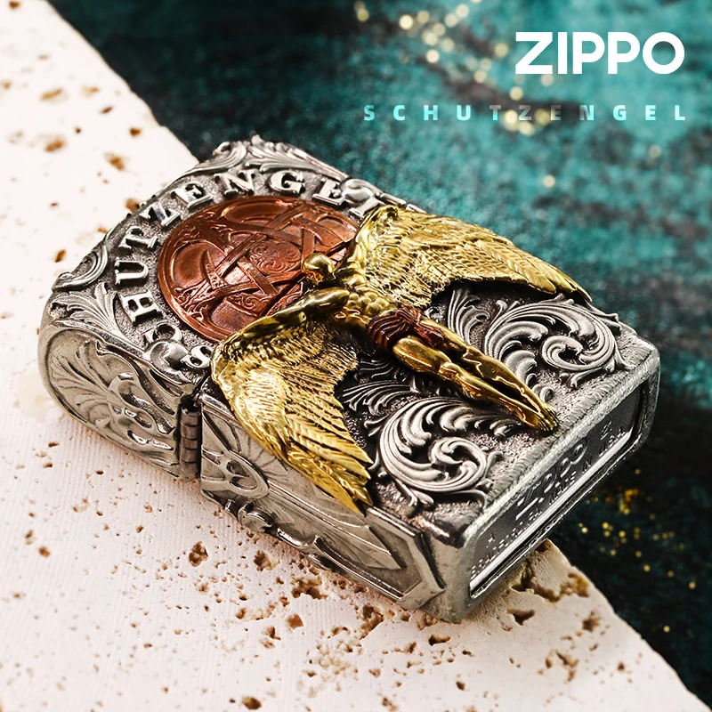 ZIPPO正品打火机重机守护天使男士原装立体天使之翼DY9802TJ