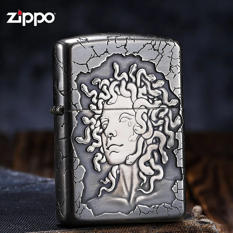 ZIPPO正品打火机纯银盔甲五面美杜莎精雕个性高端防风DY9918FD
